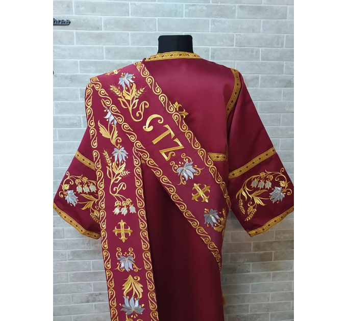 Embroidered Deacon's Vestment with Slavic double orar - Protodeacon's orarion