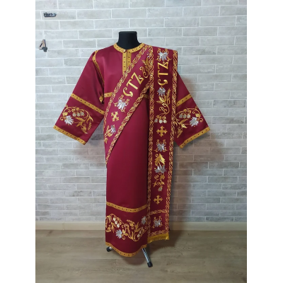 Embroidered Deacon's Vestment with Slavic double orar - Protodeacon's orarion