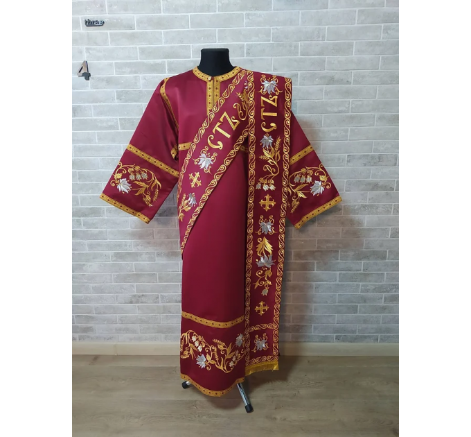 Embroidered Deacon's Vestment with Slavic double orar - Protodeacon's orarion