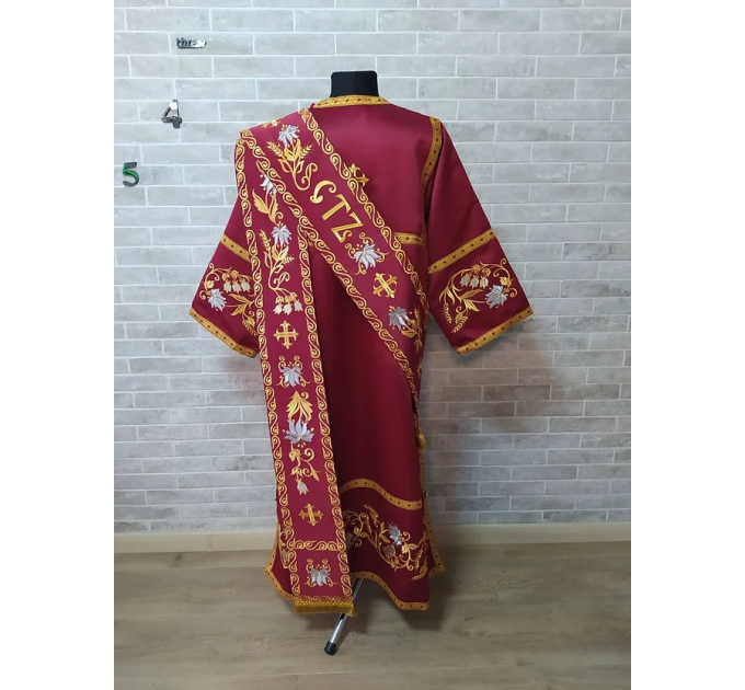 Embroidered Deacon's Vestment with Slavic double orar - Protodeacon's orarion