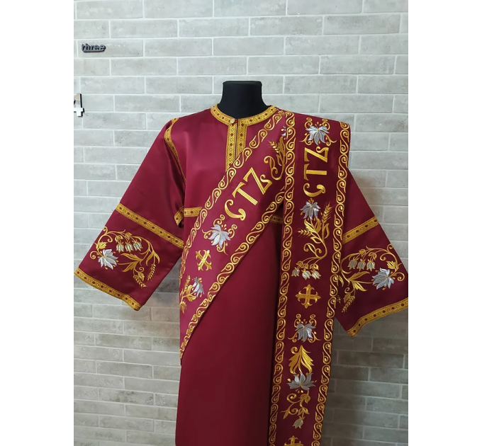 Embroidered Deacon's Vestment with Slavic double orar - Protodeacon's orarion