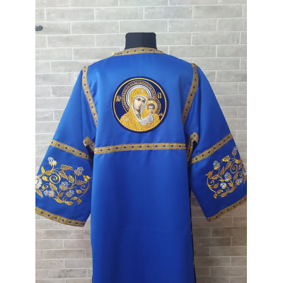 Embroidered Deacon's Vestment with Slavic double orar - Protodeacon's blue orar