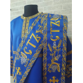 Embroidered Deacon's Vestment with Slavic double orar - Protodeacon's blue orar