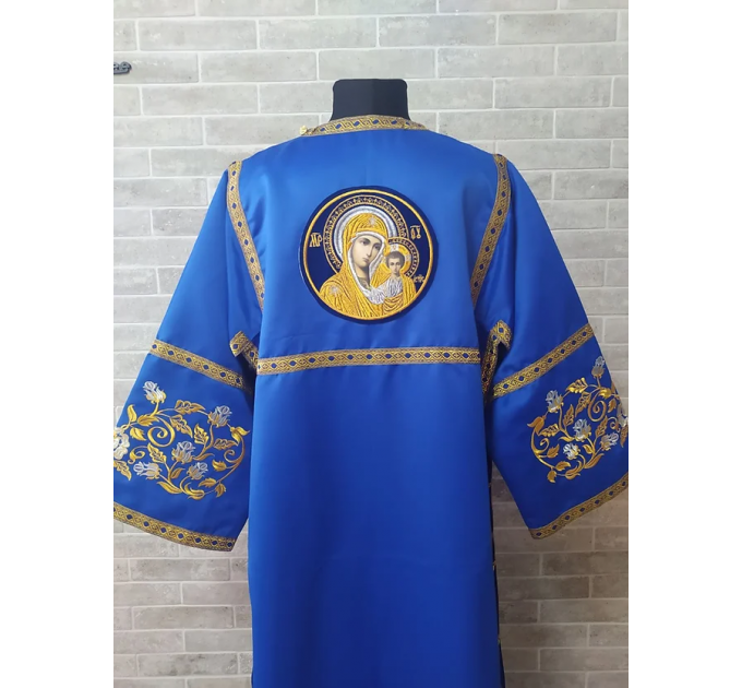 Embroidered Deacon's Vestment with Slavic double orar - Protodeacon's blue orar