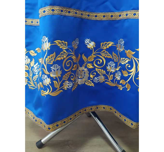 Embroidered Deacon's Vestment with Slavic double orar - Protodeacon's blue orar