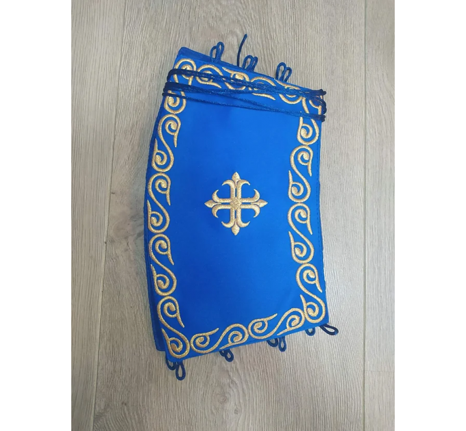 Embroidered Deacon's Vestment with Slavic double orar - Protodeacon's blue orar