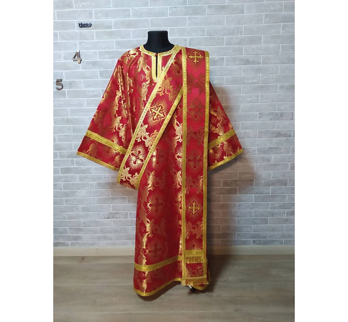 Protodeacon's red sticharion - Deacon's alb - Orthodox Vestment - Greek brocade