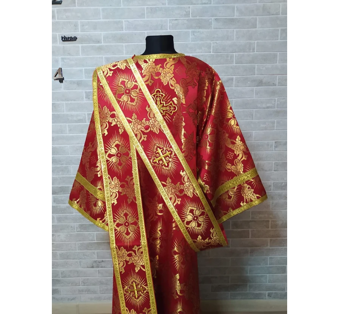 Protodeacon's red sticharion - Deacon's alb - Orthodox Vestment - Greek brocade