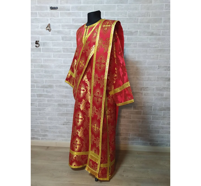 Protodeacon's red sticharion - Deacon's alb - Orthodox Vestment - Greek brocade