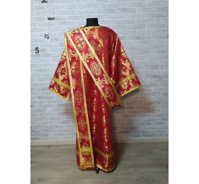 Protodeacon's red sticharion - Deacon's alb - Orthodox Vestment - Greek brocade