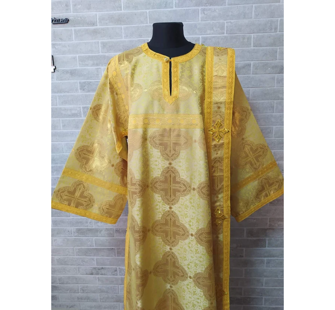 Deacon's yellow sticharion - Orthodox Vestment - Deacon's set garment- Stikhar