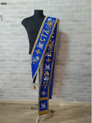 Embroidered Slavic deacon double orar - Protodeacon's orarion - Orthodox double