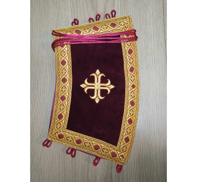 Embroidered Slavic deacon double orar - Protodeacon's orarion - Orthodox double