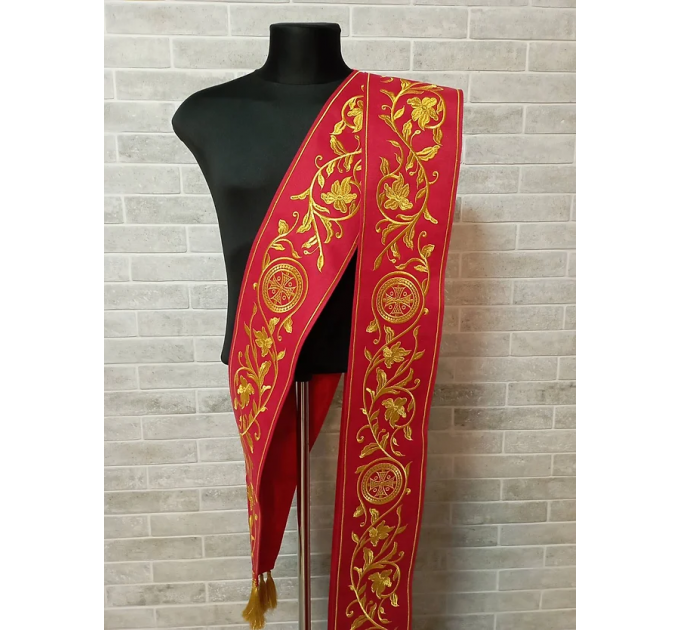 Embroidered double orar in Slavic style - Protodeacon's orarion - Orthodox orar