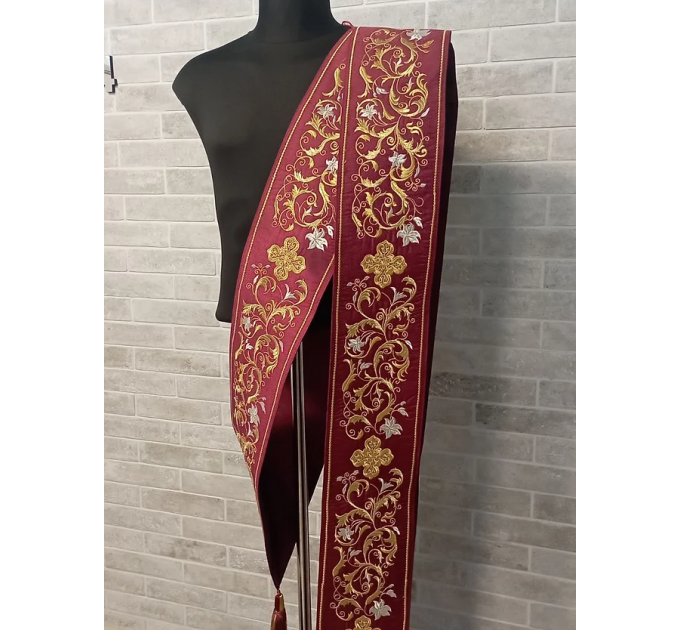 Embroidered double orar in Slavic style - Protodeacon's orarion - Orthodox orar