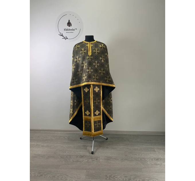 Black vestment for priest in brocade - Orthodox liturgical vestment Greek style