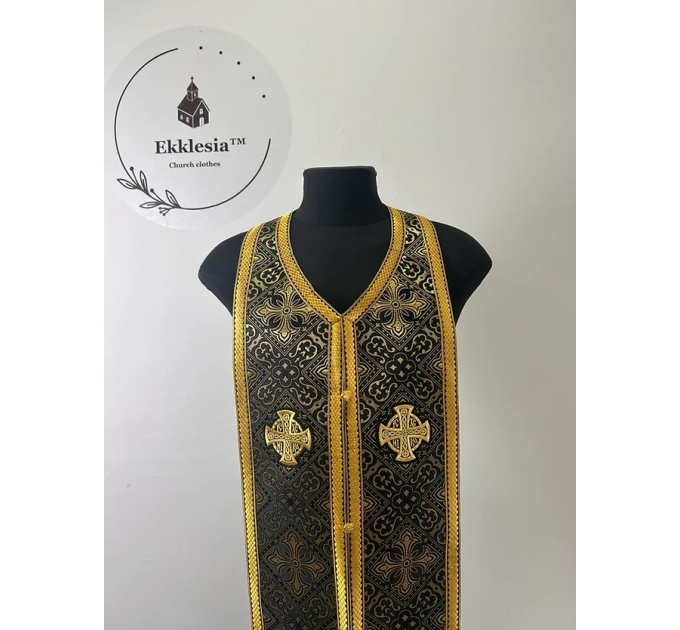 Black vestment for priest in brocade - Orthodox liturgical vestment Greek style