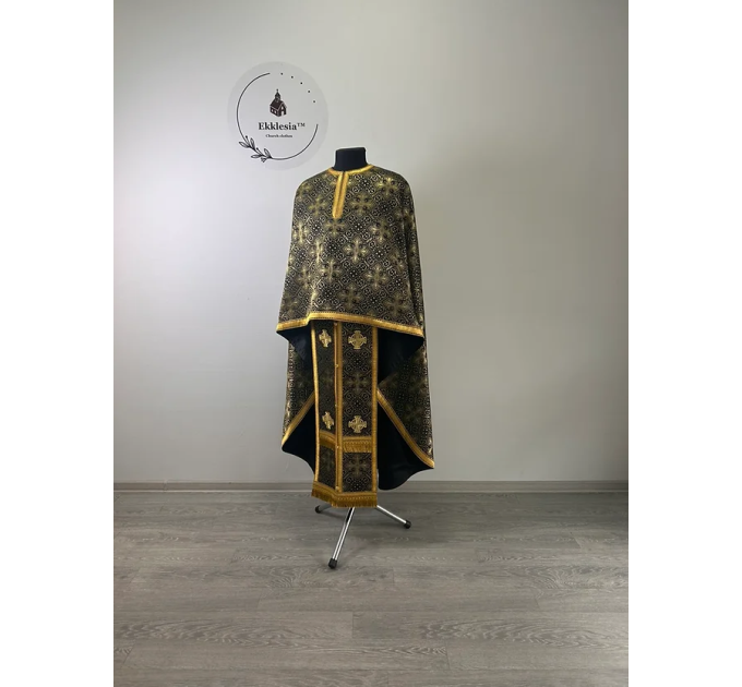 Black vestment for priest in brocade - Orthodox liturgical vestment Greek style