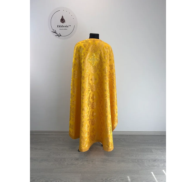 Yellow liturgical vestment - Priest vestmenton brocade - Church garment - Phelon