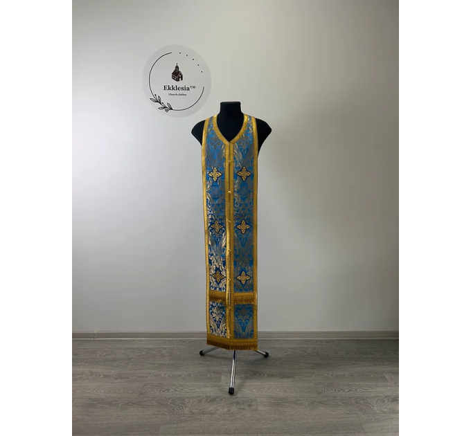 Blue priest's vestment in metallic brocade - Orthodox liturgical vestment set