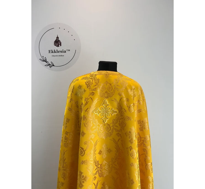 Yellow liturgical vestment - Priest vestmenton brocade - Church garment - Phelon