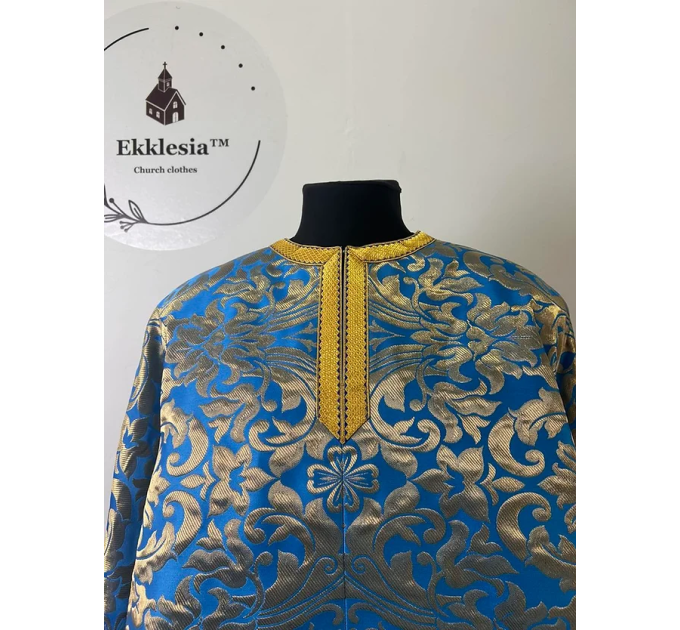 Blue priest's vestment in metallic brocade - Orthodox liturgical vestment set