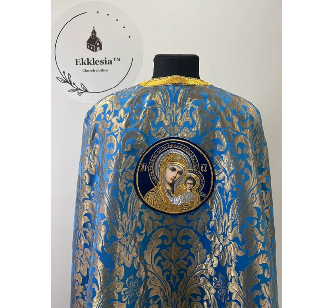 Blue priest's vestment in metallic brocade - Orthodox liturgical vestment set