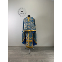 Blue priest's vestment in metallic brocade - Orthodox liturgical vestment set