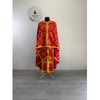 Priest vestment in red church brocade - Liturgical clothes for priest - Phelon