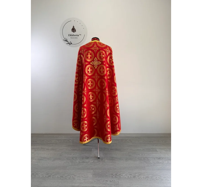 Priest vestment in red church brocade - Liturgical clothes for priest- Phelon