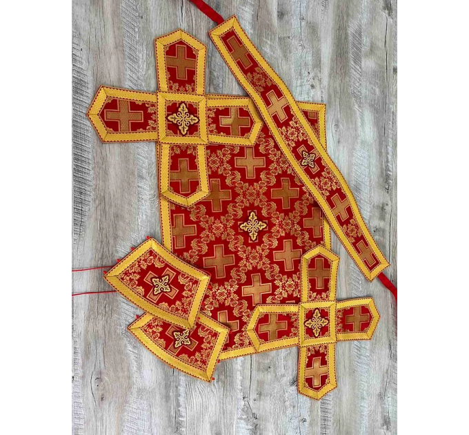 Orthodox vestment in red brocade - Liturgical church clothes for priest - Phelon