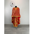 Orthodox vestment in red brocade - Liturgical church clothes for priest - Phelon