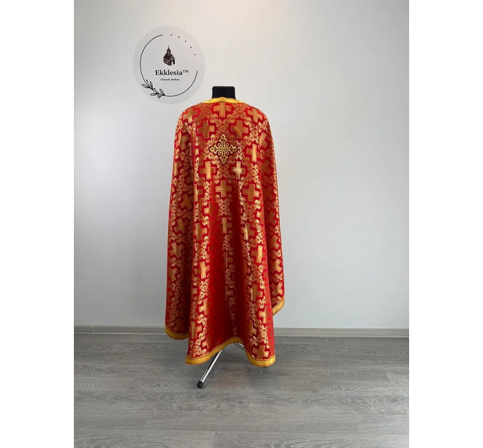Orthodox vestment in red brocade - Liturgical church clothes for priest - Phelon