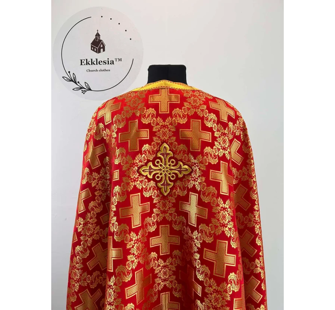 Orthodox vestment in red brocade - Liturgical church clothes for priest - Phelon