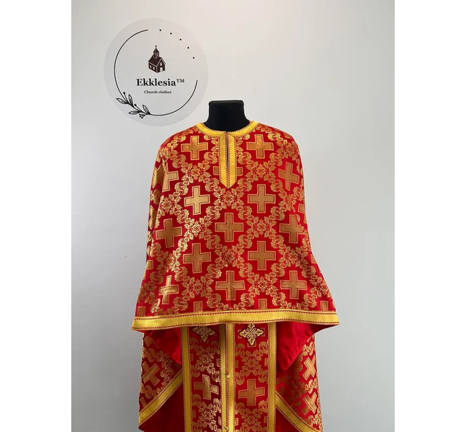 Orthodox vestment in red brocade - Liturgical church clothes for priest - Phelon