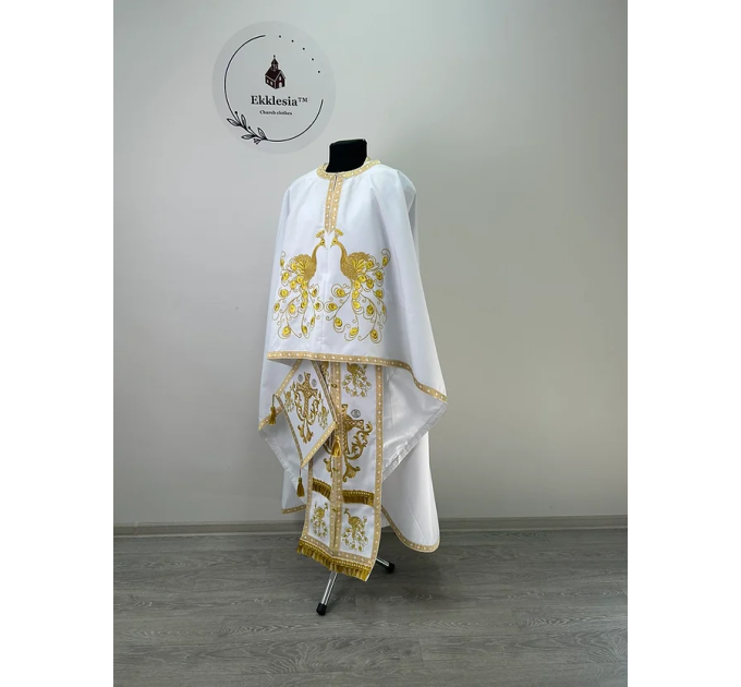 Greek style embroidered vestment - Liturgical priest cloth - Embroidered phelon