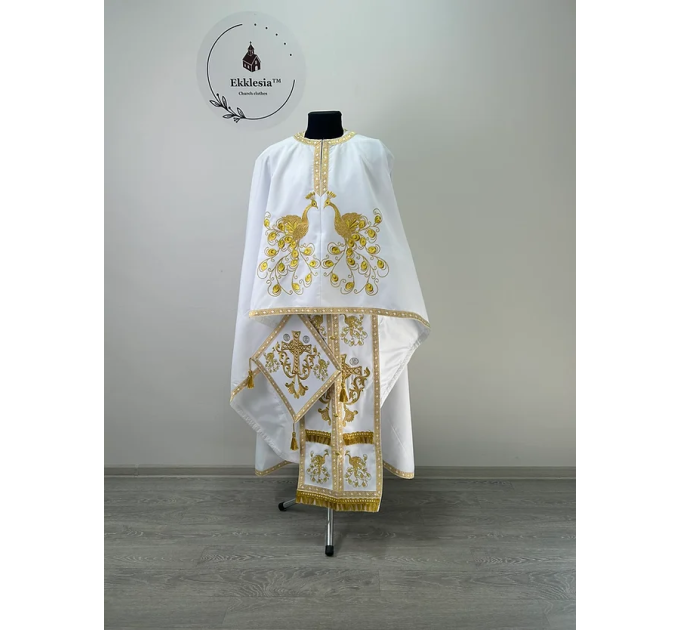 Greek style embroidered vestment - Liturgical priest cloth - Embroidered phelon