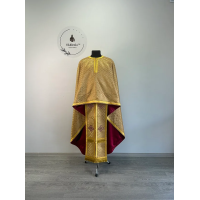 Priest vestment in gold church brocade - Liturgical clothes for priest - Phelon