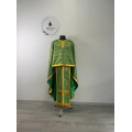 Priest vestment in green church brocade - Liturgical clothes for priest - Phelon