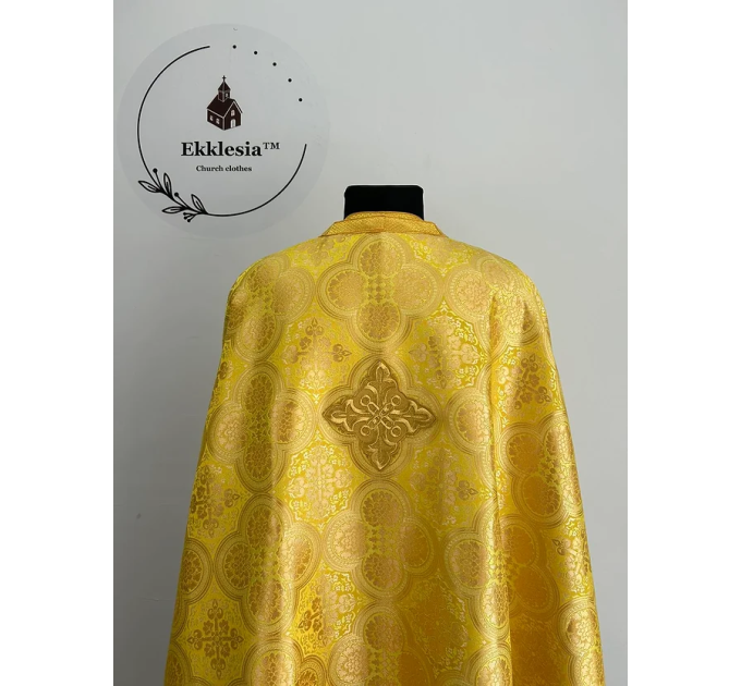 Yellow Greek-style liturgical vestment made of brocade - Priest vestments