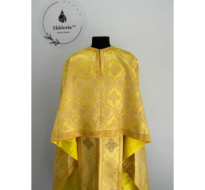 Yellow Greek-style liturgical vestment made of brocade - Priest vestments
