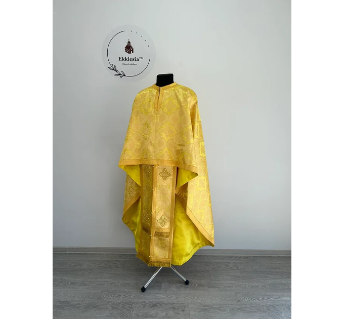 Yellow Greek-style liturgical vestment made of brocade - Priest vestments