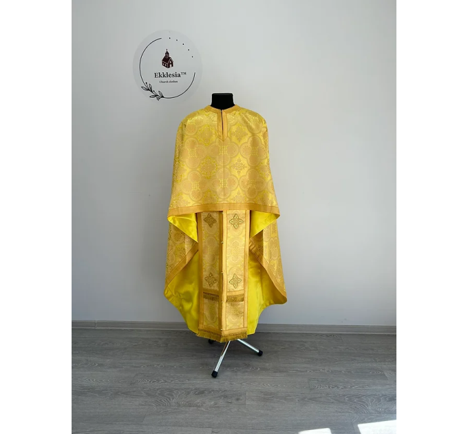 Yellow Greek-style liturgical vestment made of brocade - Priest vestments