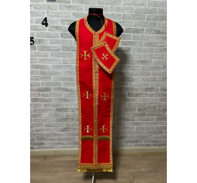 Minimal style embroidered vestment - Greek style vestment in gabardine