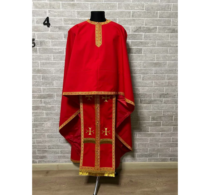 Minimal style embroidered vestment - Greek style vestment in gabardine