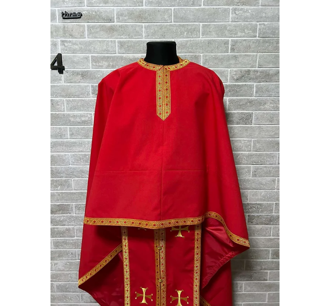 Minimal style embroidered vestment - Greek style vestment in gabardine
