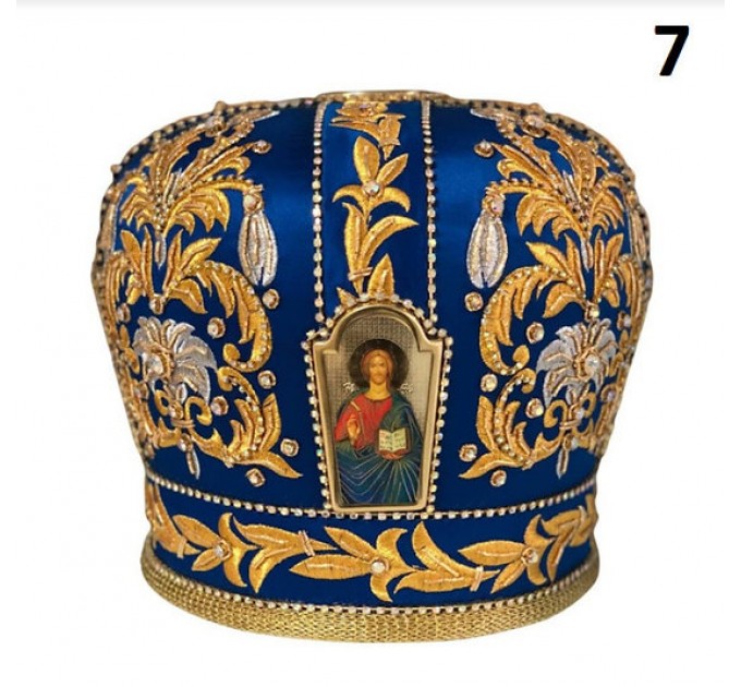 Navy blue mitra for orthodox bishop