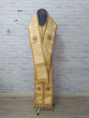 Bishop's Communion set in nonmetallic brocade - Bishop Stole and cuffs in brocade - Bishop set - Small omophorion - Epitrakhilion and cuffs