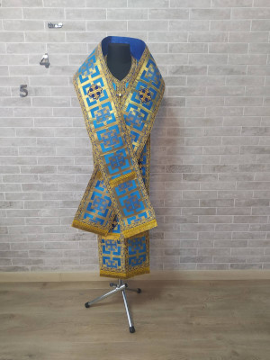 Bishop's Communion set in Cappadocia brocade - Bishop Stole and cuffs in brocade - Bishop set - Small omophorion - Epitrakhilion and cuffs