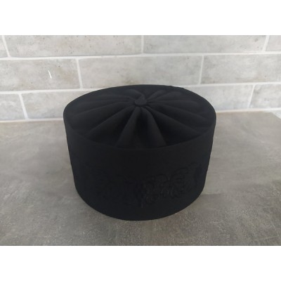 Greek style Skufia - Greek Skufia Calotte Black in Velvet - biretta - cap - coif